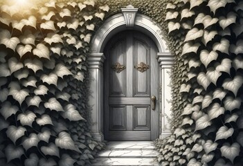 door in wall covered with leaves (21)