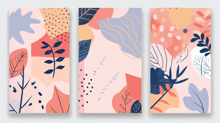 Card backgrounds with abstract geometric shapes doodl