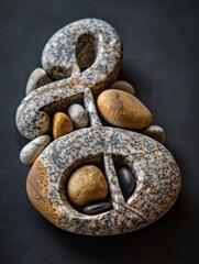 Clef made of stones. A musical symbol used to indicate which notes are represented by the lines and...