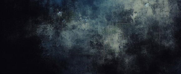 Fototapeta premium Glitter mist. Paint water splash. Magic spell. Blue teal aqua silver gray color gradient shiny smoke veil wave on black abstract art background with free space.