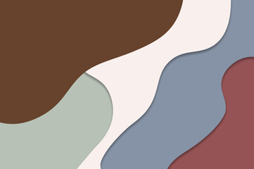 Simple soft blue-green-brown irregular abstract wavy color blocks