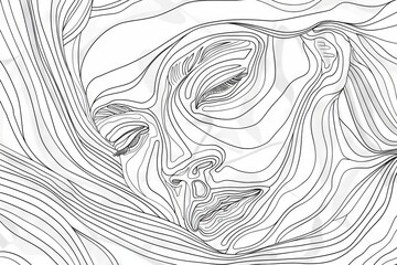 Elegant Beauty Minimalist Portrait Illustration in One Line Art Style
