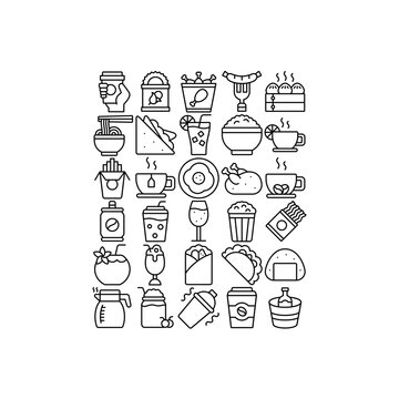 food and baverage icon illustration design with outline