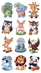 Naklejka premium set of cartoon animals