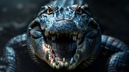 angry crocodile background wallpaper chasing prey, Aggressive Alligator, Generative AI 