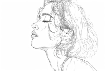 Fototapeta premium Elegant Beauty Minimalist Portrait Illustration in One Line Art Style