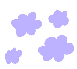 set of four flowers clouds ilustrations
