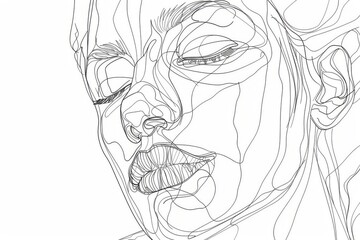 Obraz premium Elegant Beauty Minimalist Portrait Illustration in One Line Art Style