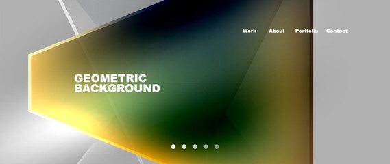 Metal triangles with colorful bright triangles. Geometric modern minimalist design template