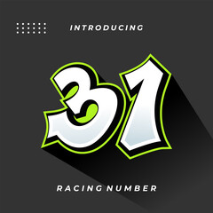 Premium Decal Racing Number Vector Template