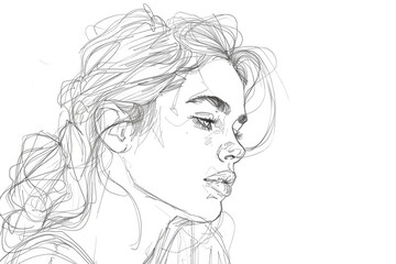 Fototapeta premium Elegant Beauty Minimalist Portrait Illustration in One Line Art Style