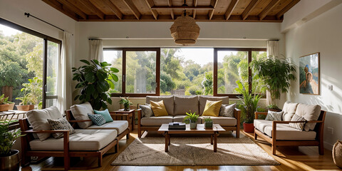 Fototapeta premium living room with tree in the background