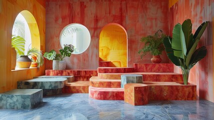 Obraz premium A modern take on a Mexican piñata, with simple geometric shapes