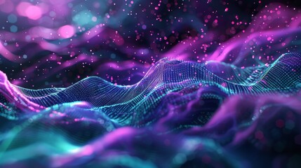 Background abstract with technology focus holographic elements digital waves