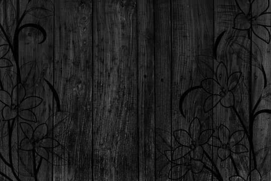 Simple soft wood grain black abstract irregular lines flower