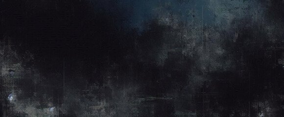 Naklejka premium Glitter mist. Paint water splash. Magic spell. Blue teal aqua silver gray color gradient shiny smoke veil wave on black abstract art background with free space.