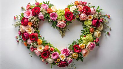 A stunning floral arrangement forming a heart-shaped frame, symbolizing love and beauty.