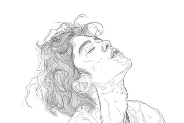 Fototapeta premium Elegant Beauty Minimalist Portrait Illustration in One Line Art Style
