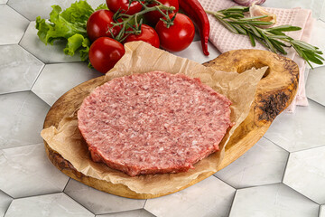 Raw beef uncooked burger cutlet