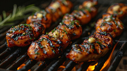 Grilled chicken with butter lemon and garlic. Ge