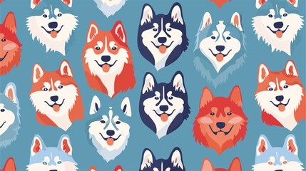 Cute dogs pattern. Seamless canine background with fu