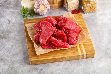 Sliced raw beef meat for cooking