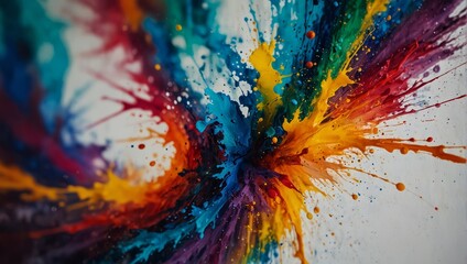 A close up of a colorful abstract painting on white background,.