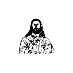 Jesus Christ on White Background with Black Attire