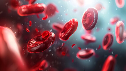 Dynamic Visualization of Red Blood Cells in the Bloodstream with Microscopic Detail and Vivid Colors