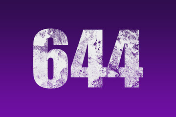 flat white grunge number of 644 on purple background.