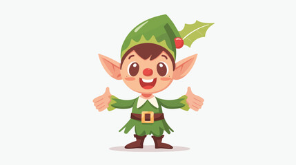 Cute happy christmas elf isolated on white background