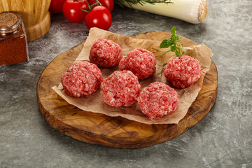 Raw beef meatball minced meat