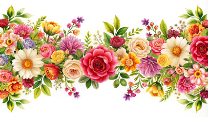 Intricately arranged flowers forming an elegant border, enhancing the visual appeal of any design project.