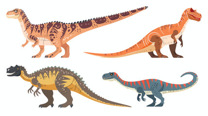 Dinosaurs Four . Ancient reptile animals of prehistor
