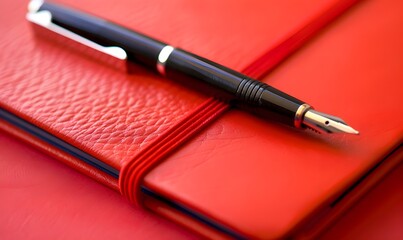 Red Leather Journal with Pen and Notepad.
Vintage Red Leather Diary, Pen, and Notepad