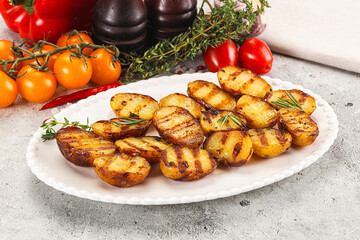 Grilled young small baby potato