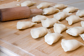 Homemade pierogi ready to boil