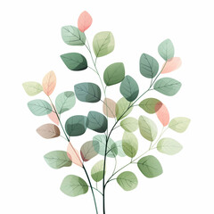 A minimalist watercolor illustration of delicate twigs and leaves against a clean white backdrop