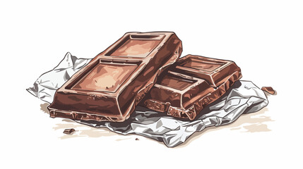 Elegant realistic colored drawing of chocolate bar 