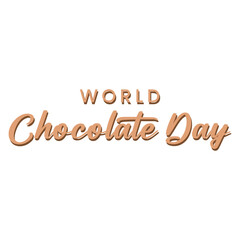 Obraz premium Happy chocolate day handwritten text isolated on white background for World Chocolate Day.