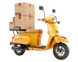 Obraz premium Scooter with boxes on transparent background