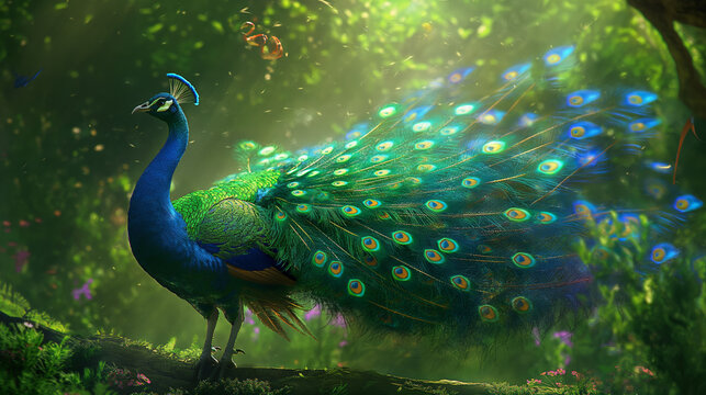 Enchanted Forest Peacock - Nature’s Vibrant Tapestry