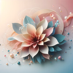 A beautiful abstract flower on a pastel background. Serenity and peace.