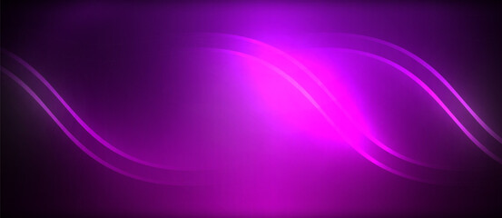 Neon glowing circle rays, light round lines in the dark, planet style neon wave lines. Energetic electric concept design for wallpaper, banner, background