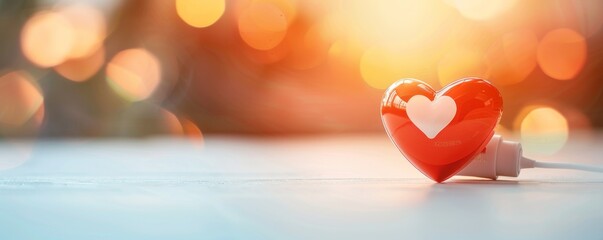 Illustration of a defibrillator implant, showing its design and function in regulating heartbeats, colorful and minimalistic with space for text