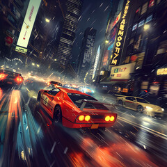 High-Octane Night Chase in Asphalt Jungle: An Entrancing Image from a Popular Xbox Racing Game