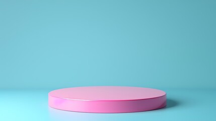 Pink Stand On Blue Background Product Stand Blank Scene