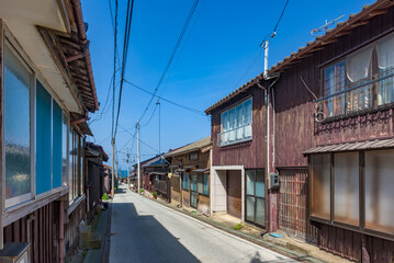 Street view of the Kyomachi dori avenue in the Mine and Mining town of Sado Aikawa, Important Cultural Landscape of Japan.