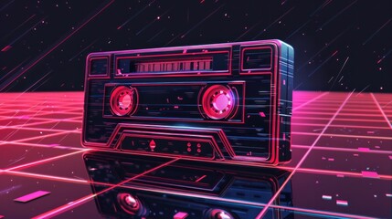 Bold Lines and Vibrant Hues A Vintage s Retro Cassette Tape