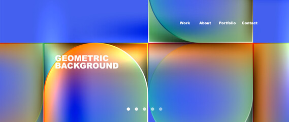 Bright colorful squares with round elements minimal geometric background. Vector Illustration For Wallpaper, Banner, Background, Card, Book Illustration, landing page